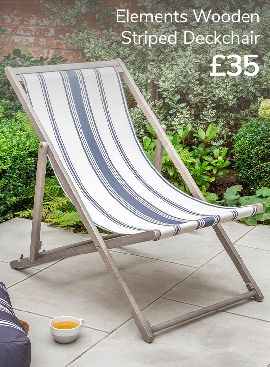 Elements Wooden Striped Deckchair